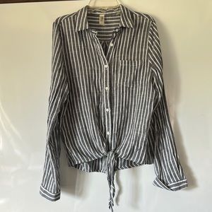 Grey and White Stripped Button Down